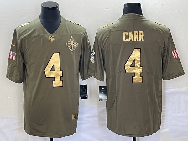 Men's New Orleans Saints Derek Carr #4 Brown Player Jersey