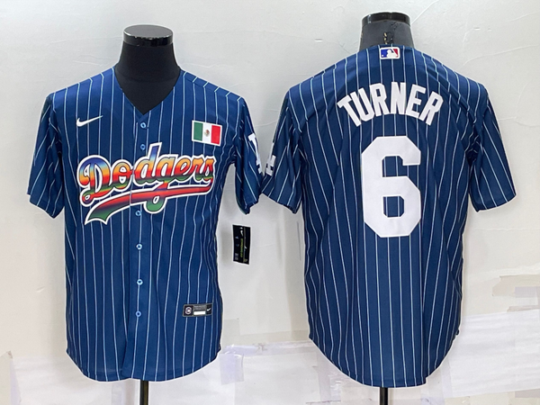 Men's Los Angeles Dodgers Trea Turner #6 Blue Stitched Jersey