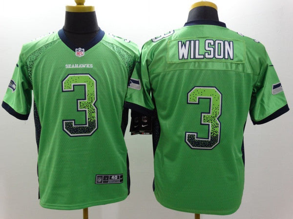 Men's Seattle Seahawks Russell Wilson #3 Green Game Player Jersey