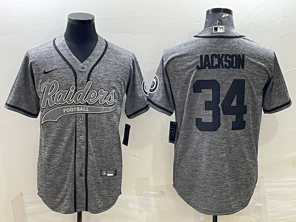 Men's Las Vegas Raiders Bo Jackson #34 Gray Player Jersey Joint Edition