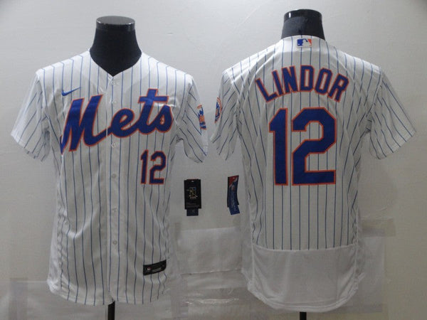 Men's New York Mets Francisco Lindor #12 White Replica Player Jersey