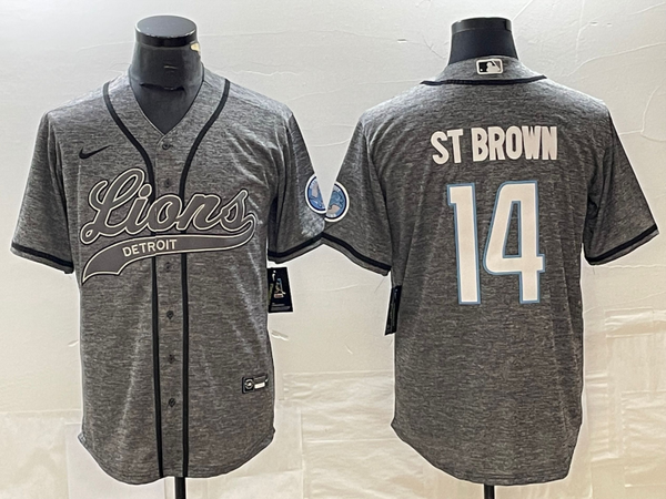 Men's Detroit Lions Amon-Ra St. Brown #14 Gray Game Jersey Joint Edition