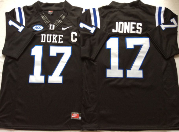 Men's Duke Blue Devils Daniel Jones #17 Black Player Game Jersey