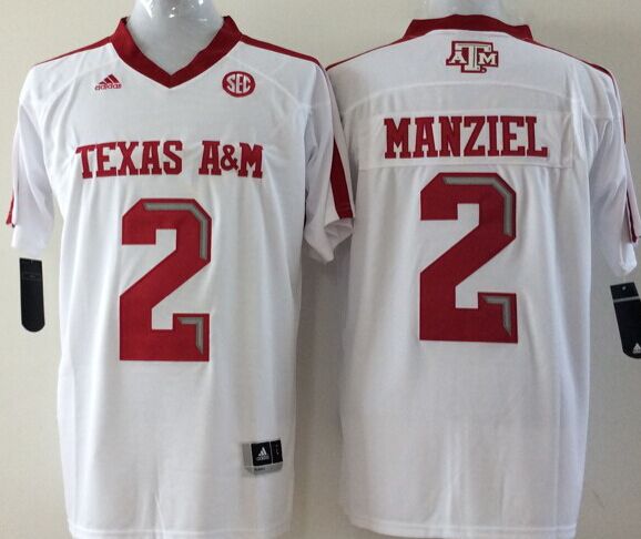 Men's Texas A&M Aggies Johnny Manziel #2 White Player Game Jersey