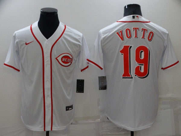 Men's Cincinnati Reds Joey Votto #19 White Replica Baseball Jersey