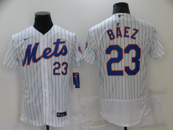 Men's New York Mets Javier Baez #23 White Replica Player Jersey