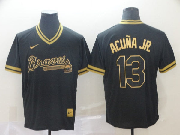 Men's Atlanta Braves Ronald Acu?a Jr. #13 Black Replica Jersey