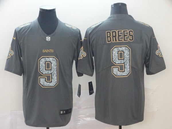 Men's New Orleans Saints Drew Brees #9 Gray Player Game Jersey