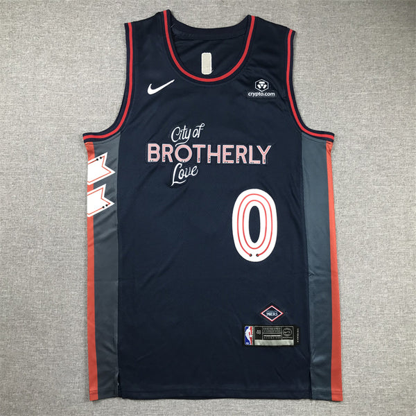 Men's Philadelphia 76ers Tyrese Maxey #0 Navy 2023/24 Swingman Jersey - City Edition