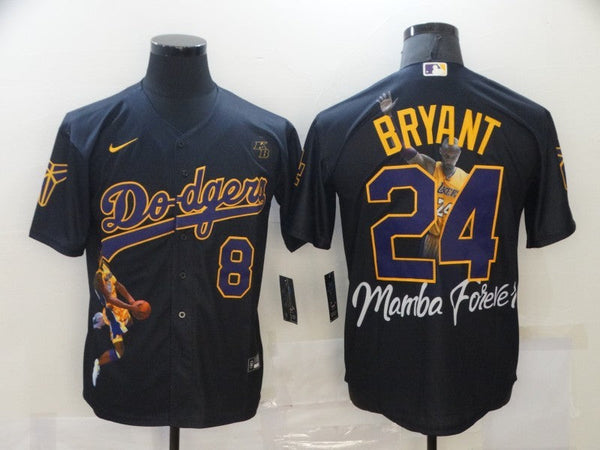 Men's Los Angeles Dodgers Kobe Bryant #8-24 Black Game Player Jersey