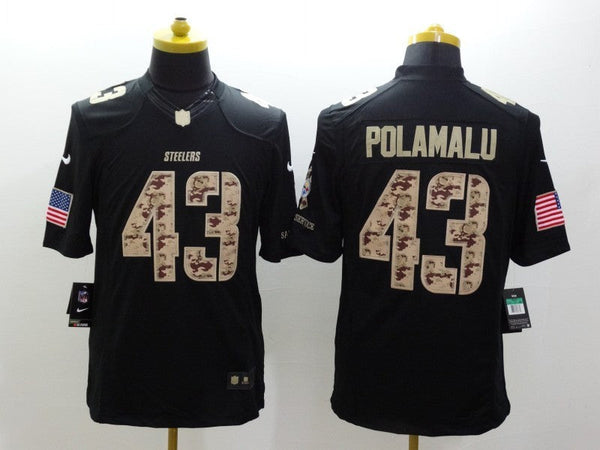 Men's Pittsburgh Steelers Troy Polamalu #43 Black Authentic Game Jersey