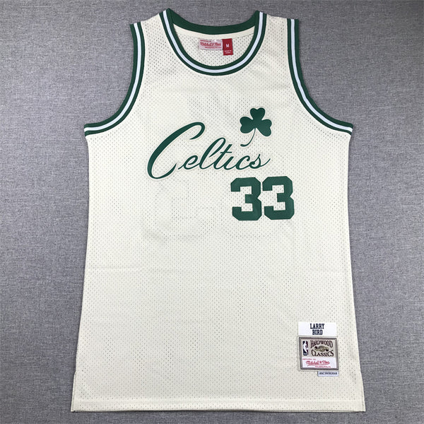 Men's Boston Celtics Larry Bird #33 Cream Hardwood Classics Swingman Jersey