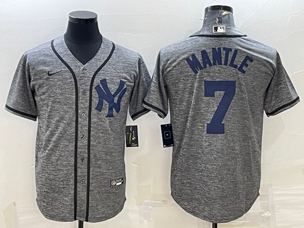 Men's New York Yankees Mickey Mantle #7 Gray Replica Game Jersey