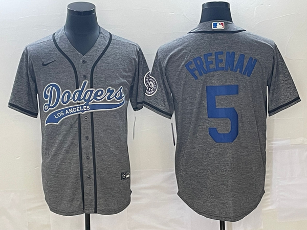 Men's Los Angeles Dodgers Freddie Freeman #5 Gray Game Jersey Joint Edition