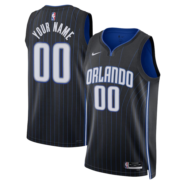 Men's Orlando Magic Black Swingman Custom Jersey - Icon Edition