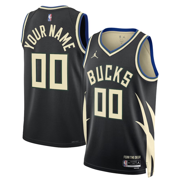 Men's Milwaukee Bucks Black 2022/23 Swingman Custom Jersey - Statement Edition