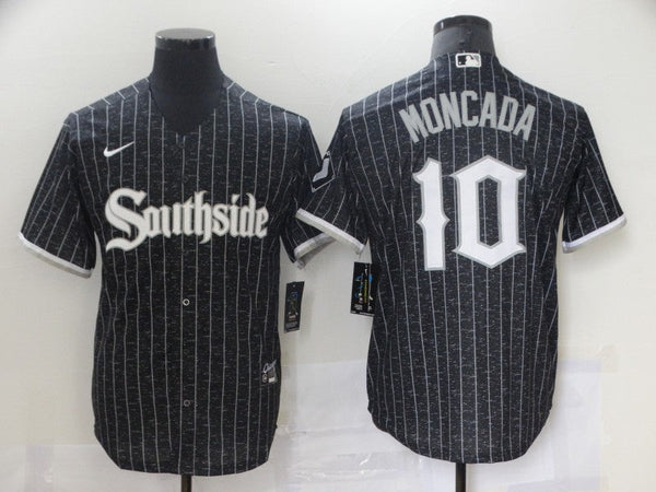 Men's Chicago White Sox Yoan Moncada #10 Black Stitched Jersey