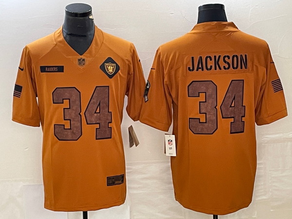 Men's Las Vegas Raiders Bo Jackson #34 Brown 2023 Salute To Service Retired Player Limited Jersey