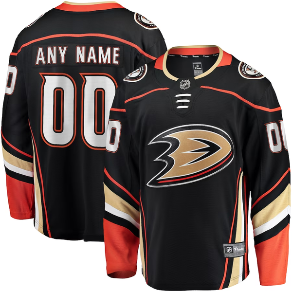 Men's Anaheim Ducks Black Home Breakaway Custom Jersey