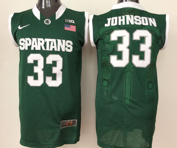 Men's Michigan State Spartans Magic Johnson #33 Green Player Jersey