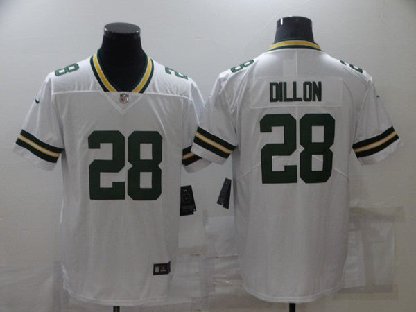 Men's Green Bay Packers AJ Dillon #28 White Game Jersey