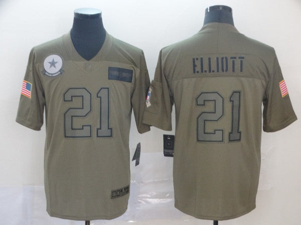 Men's Dallas Cowboys Ezekiel Elliott #21 Brown Game Jersey