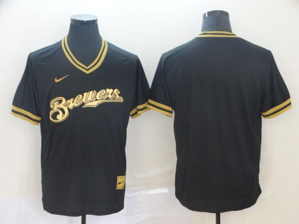 Men's Milwaukee Brewers Black Replica Blank Jersey