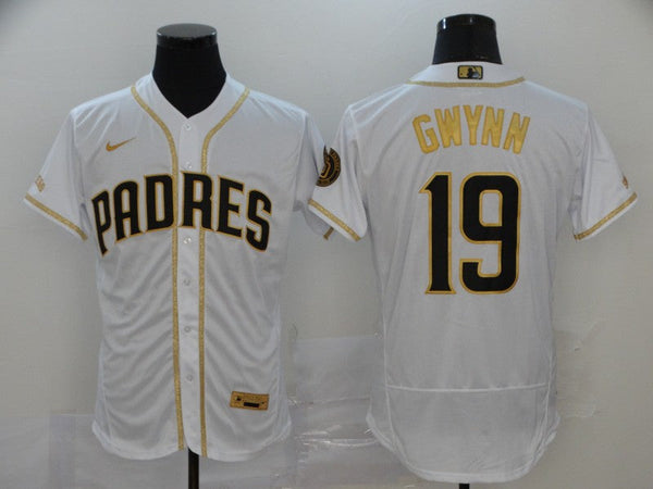 Men's San Diego Padres Tony Gwynn #19 MLB White Stitched Jersey