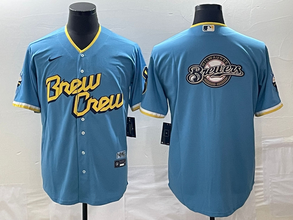 Men's Milwaukee Brewers Powder Blue 2022 City Connect Replica Team Jersey