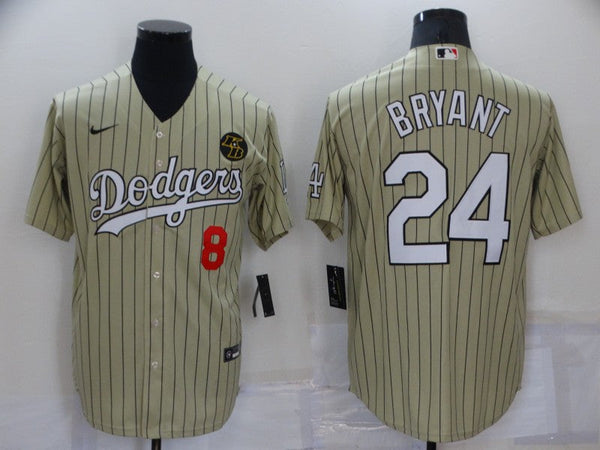 Men's Los Angeles Dodgers Kobe Bryant #8-24 Gold Replica Baseball Jersey