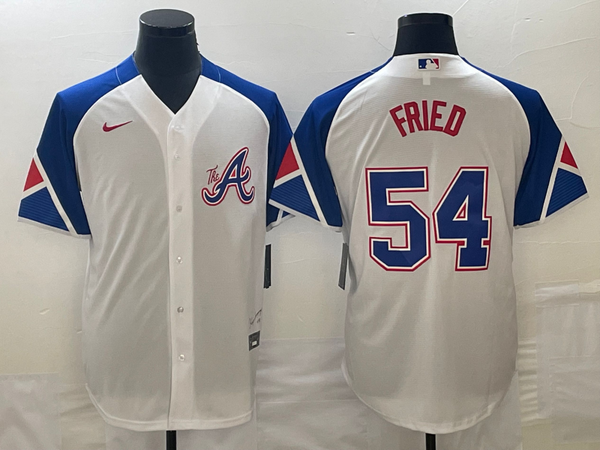 Men's Atlanta Braves Max Fried #54 White 2023 City Connect Replica Player Jersey