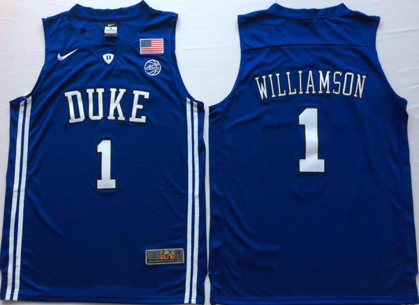 Men's Duke Blue Devils Zion Williamson #1 Blue Game Jersey