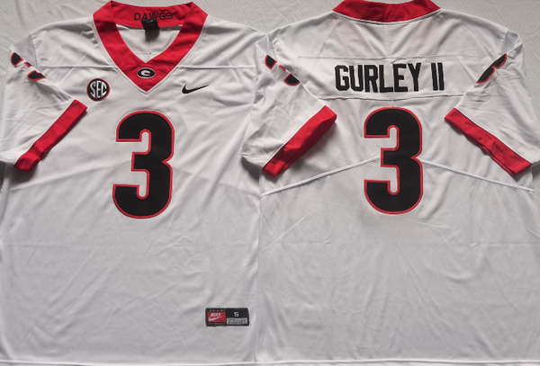 Men's Georgia Bulldogs Todd Gurley II#3 White Player Game Jersey