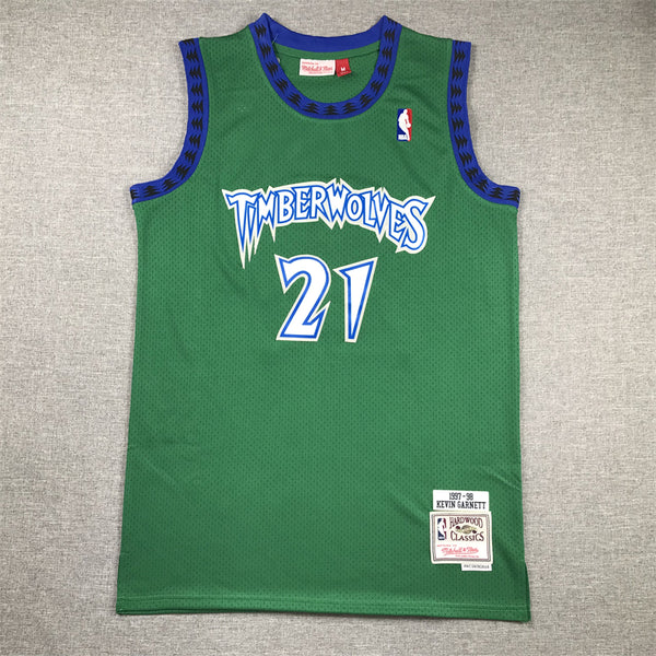 Men's Minnesota Timberwolves Kevin Garnett #21 Green Hardwood Classics Swingman Jersey