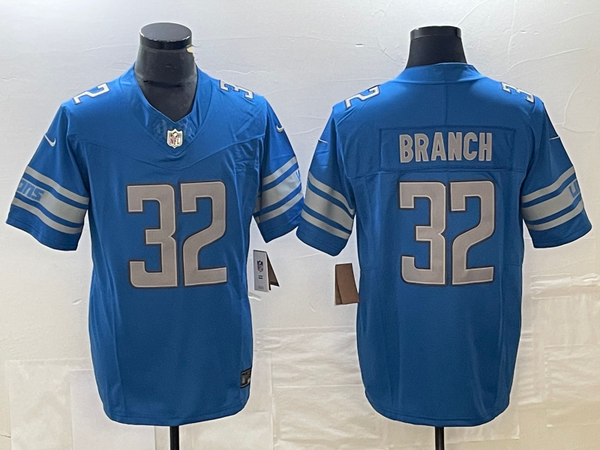 Men's Detroit Lions Brian Branch #32 Blue 2023 NFL Draft Pick Game Jersey