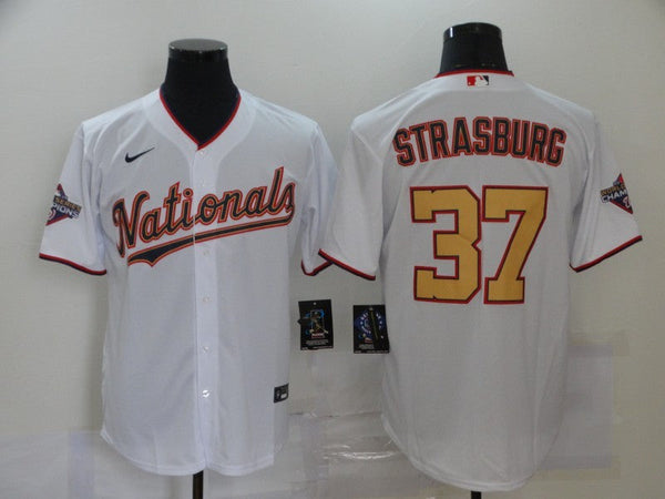 Men's Washington Nationals Stephen Strasburg #37 White Fashion Stitched Jersey