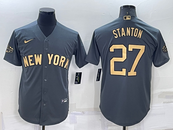 Men's New York Yankees Giancarlo Stanton #27 Gray Replica Player Jersey