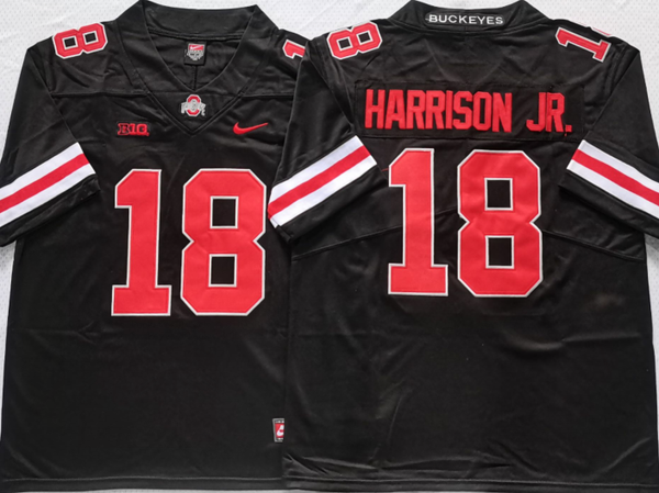 Men's Ohio State Buckeyes Marvin Harrison JR #18 Black Player Game Jersey