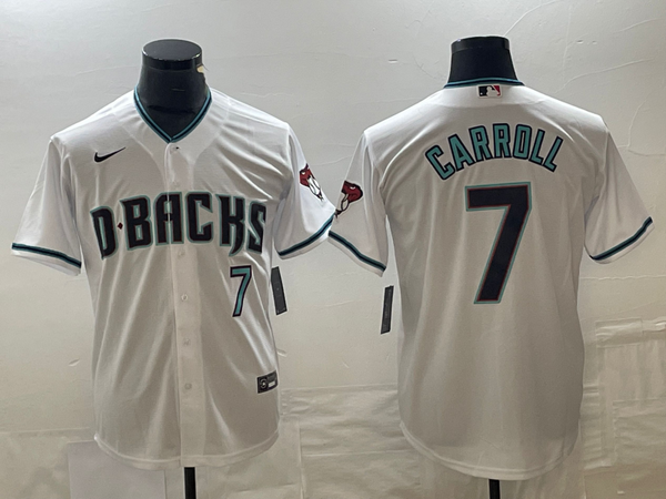 Men's Arizona Diamondbacks Corbin Carroll #7 White 2023 World Series Replica Player Jersey