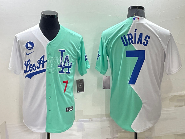 Men's Los Angeles Dodgers Julio Urias #7 White/Green Stitched Jersey