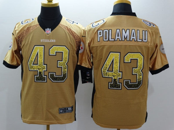 Men's Pittsburgh Steelers Troy Polamalu #43 Gold Player Game Jersey