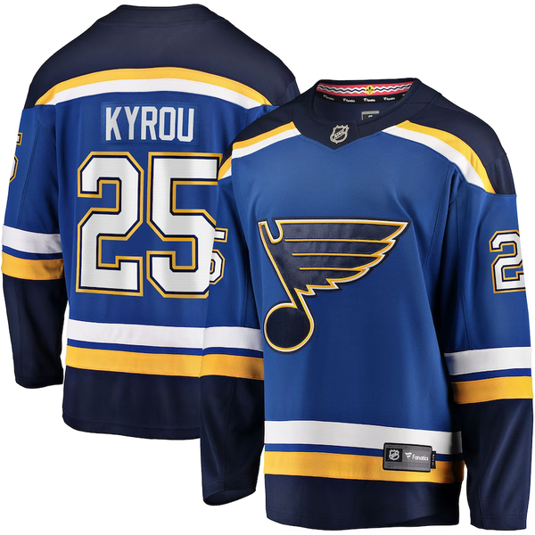 Men's St. Louis Blues Jordan Kyrou #25 Blue Home Team Breakaway Player Jersey