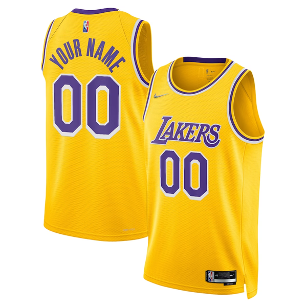 Men's Los Angeles Lakers Gold 2021/22 Diamond Swingman Custom Jersey - Icon Edition