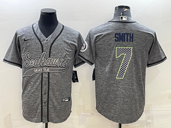 Men's Seattle Seahawks Geno Smith #7 Gray Player Jersey Joint Edition