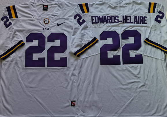 Men's LSU Tigers Clyde Edwards-Helaire #22 White Player Game Jersey