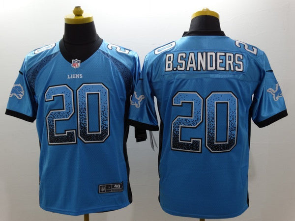 Men's Detroit Lions Barry Sanders #20 Blue Game Jersey