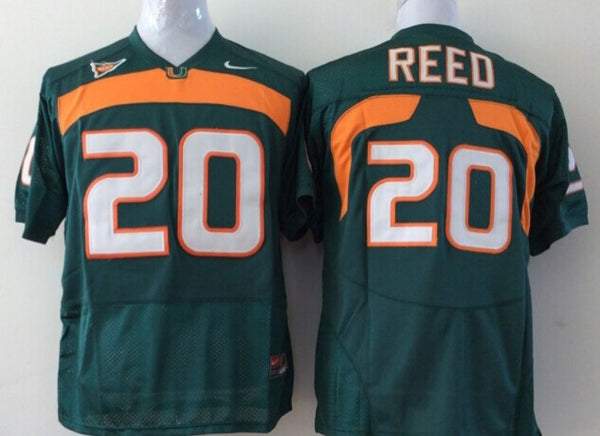 Men's Miami Hurricanes Ed Reed #20 Green Team Football Jersey