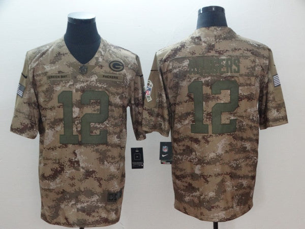 Men's Green Bay Packers Aaron Rodgers #12 Gray Camouflage Game Jersey