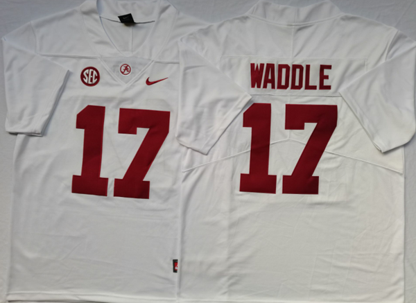 Men's Alabama Crimson Tide Jaylen Waddle #17 White Player Game Jersey