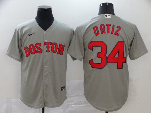 Men's Boston Red Sox David Ortiz #34 Gray Replica Baseball Jersey